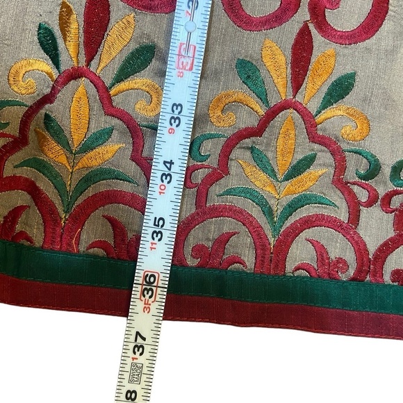 Beautiful Embroidered Tan Kurta With Red, Yellow and Green Embroidery - Picture 14 of 16